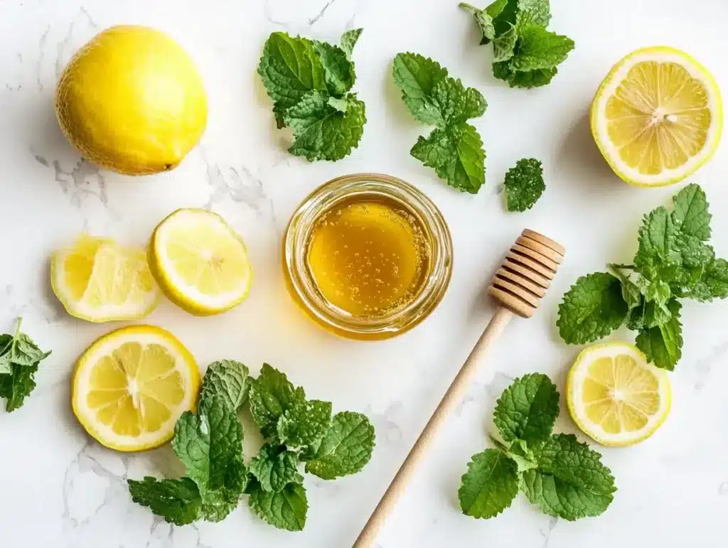 Ingredients for lemon balm recipe