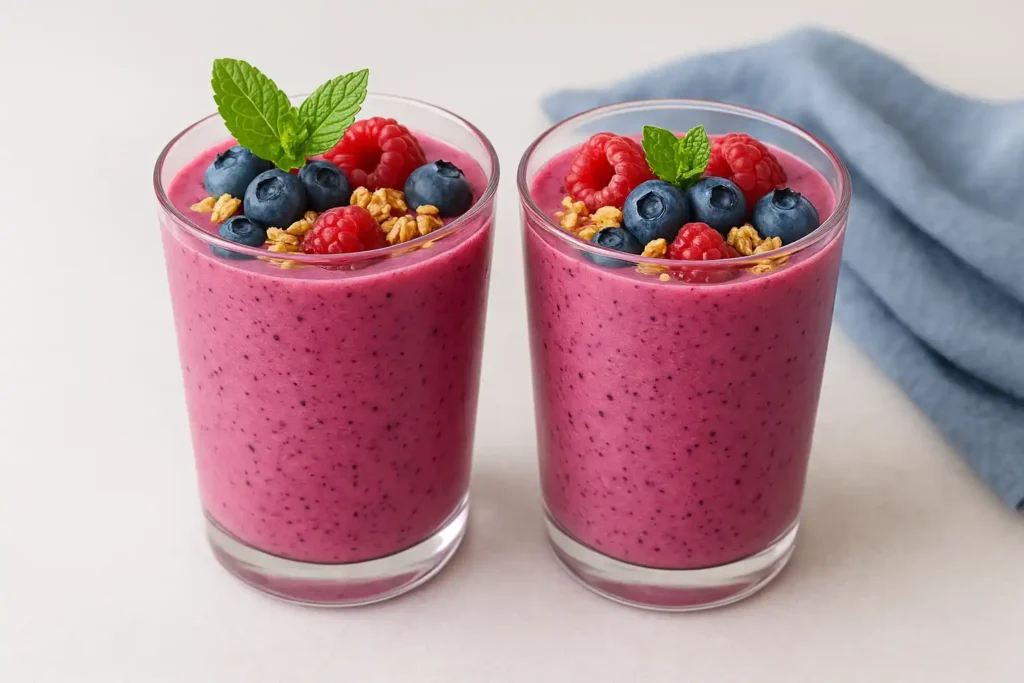 Served Costco fruit smoothie in glasses outdoors