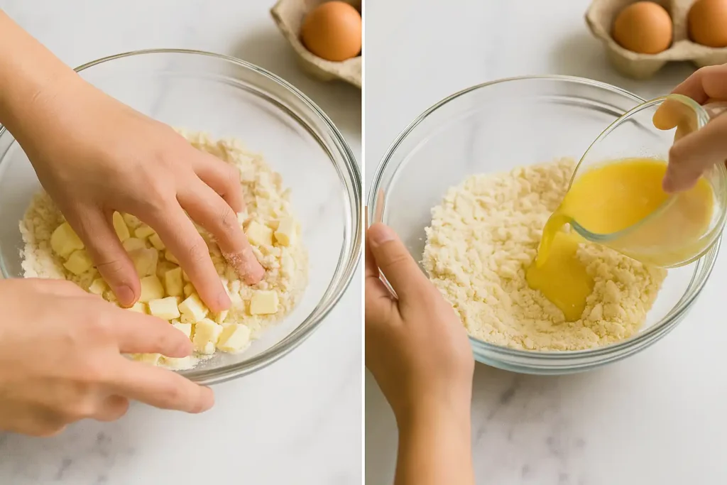 Preparing tart dough for lemon tart recipe
