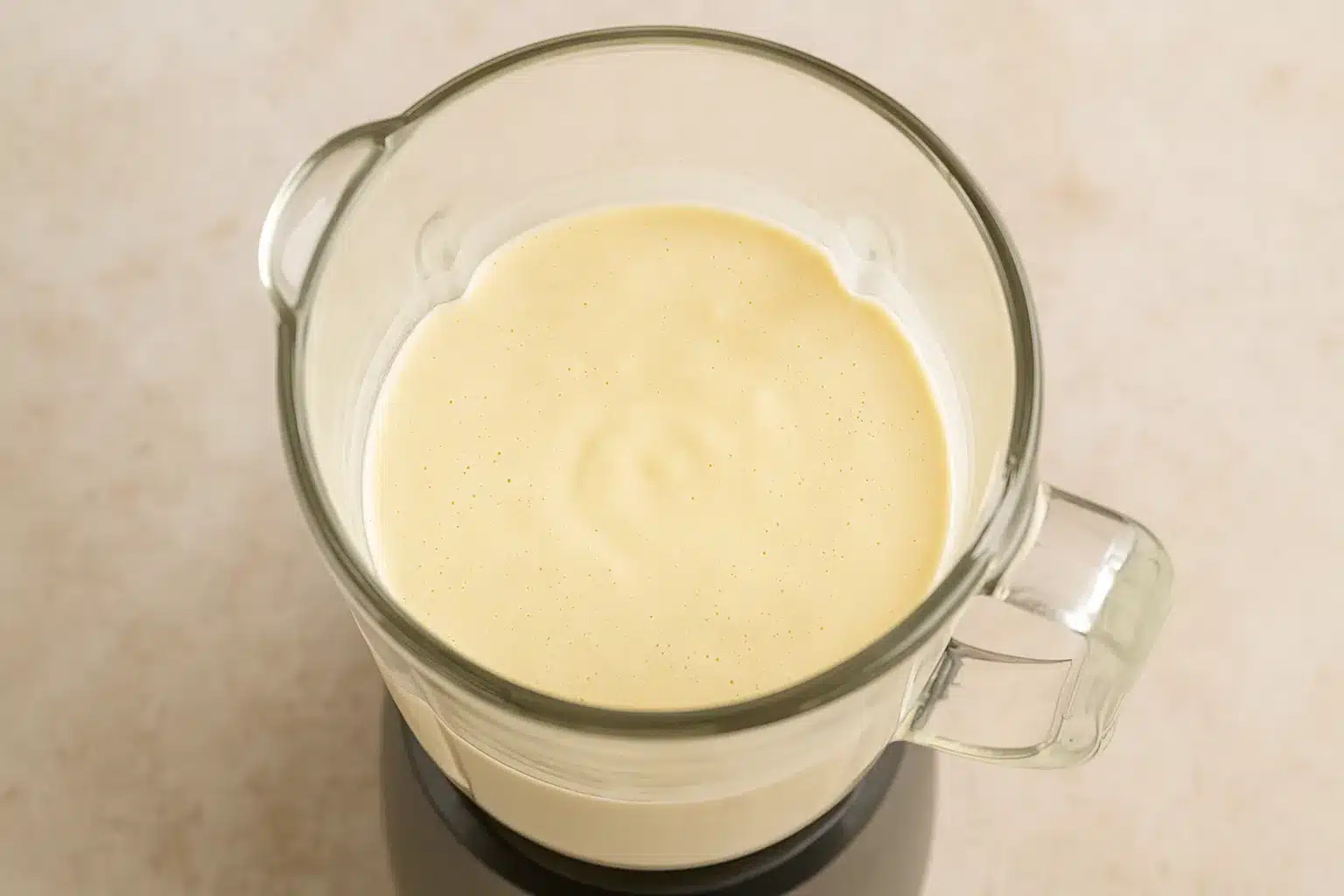 blending-banana-cottage-cheese-pancakes Blended batter for fluffy banana cottage cheese pancakes