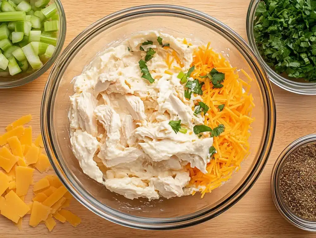 Canned chicken and keto recipe ingredients ready to mix