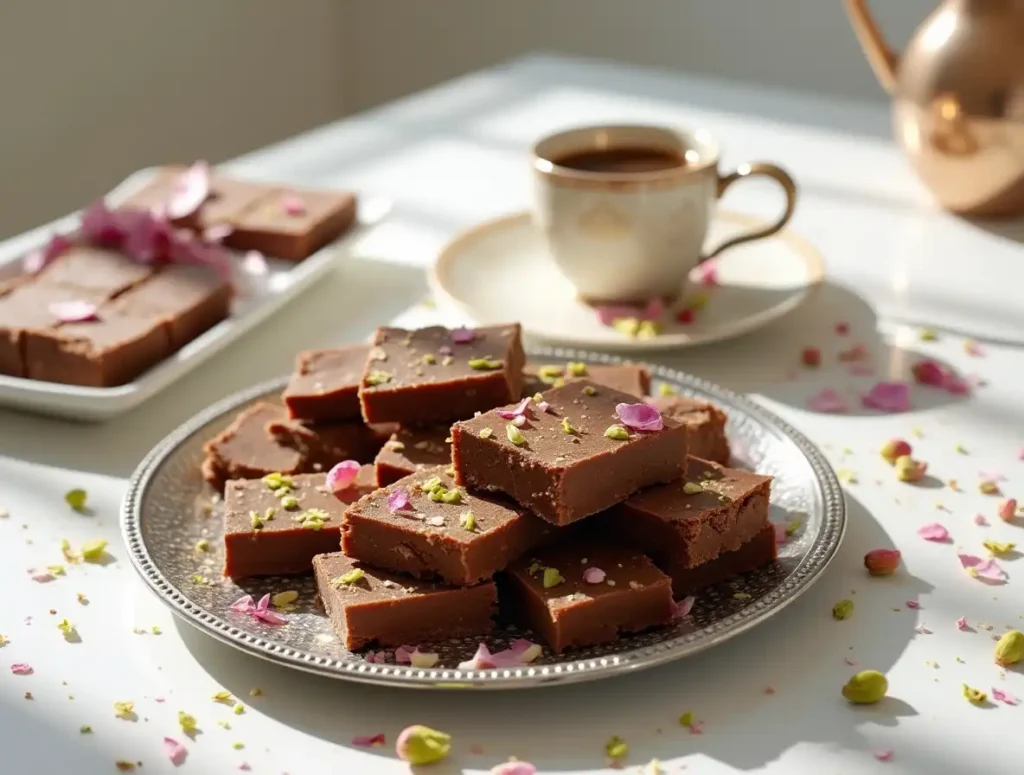 Dubai chocolate bars served with Arabic coffee