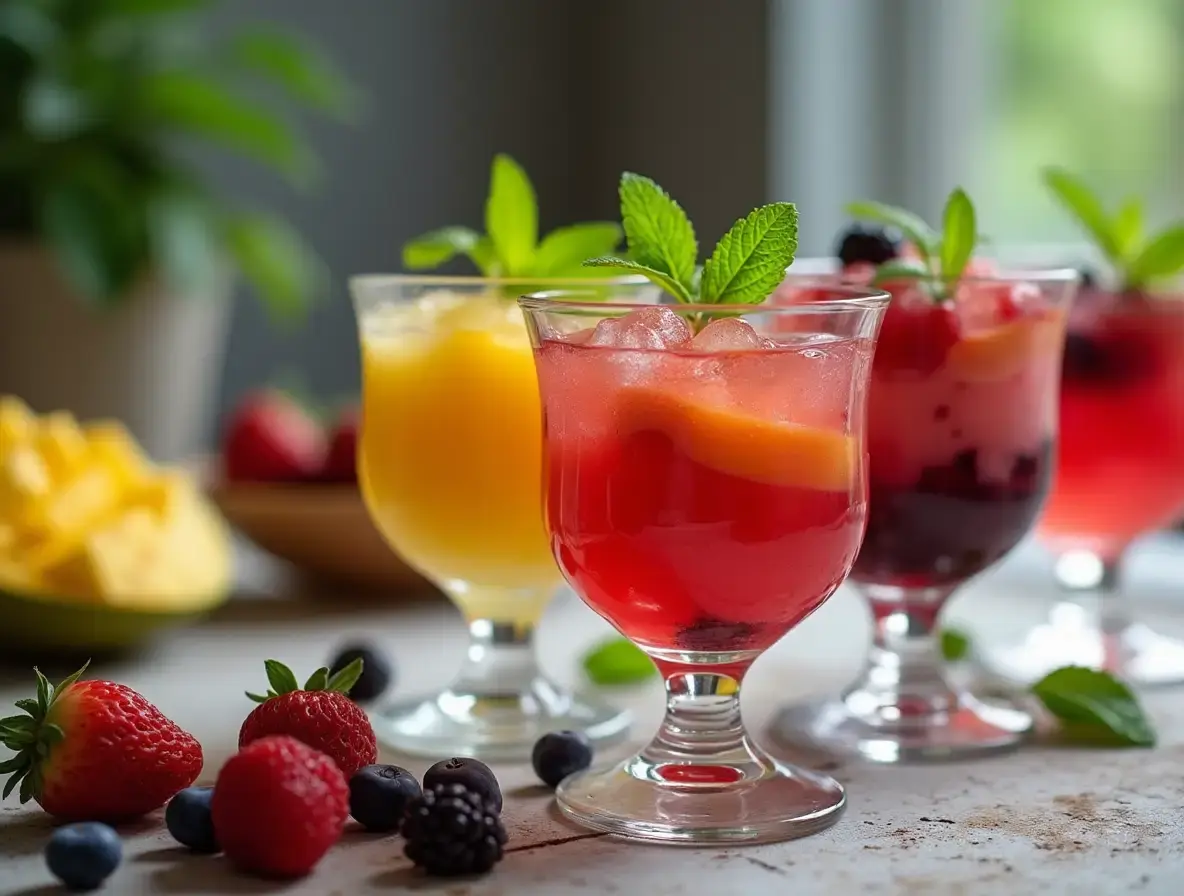 veganes-gelee-fruit-cups veganes Gelee in glass cups with fruit