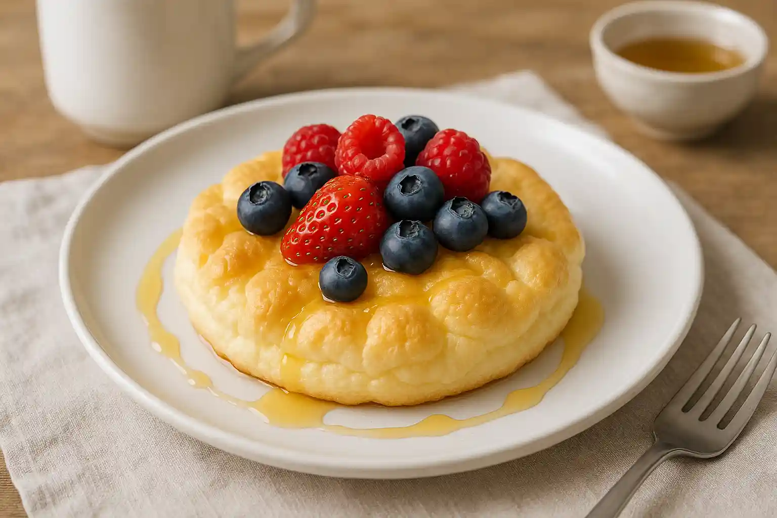 fluffy-cloud-bread-served-sweet. Sweet serving of fluffy cottage cheese cloud bread