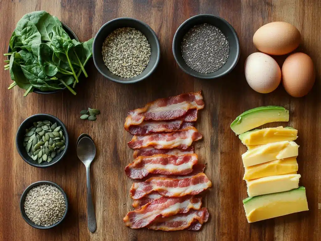 Ingredients for keto breakfast bowl