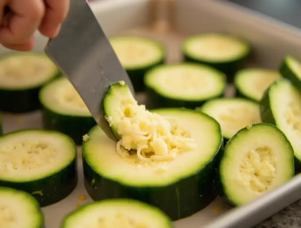 preparing zucchini fries for keto burger sides