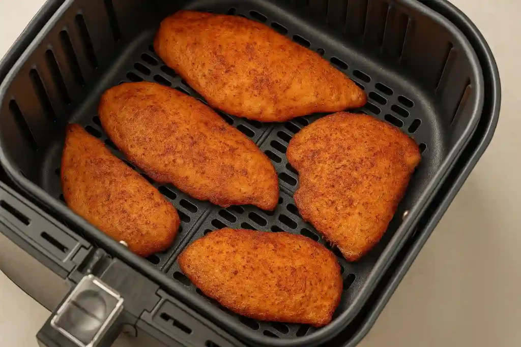 Air Fryer Chicken Breast Cooking in Basket