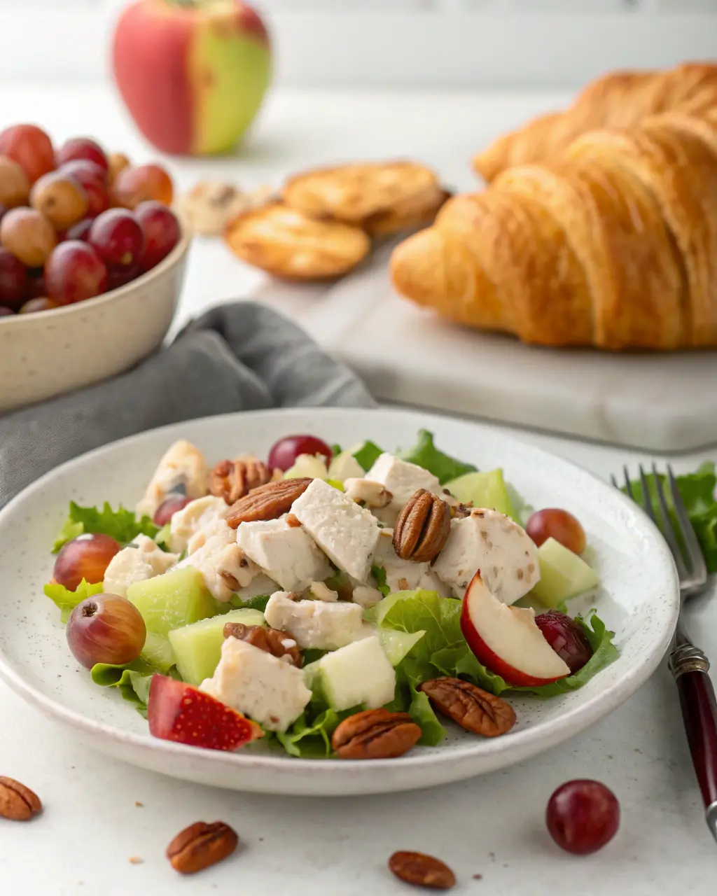 chicken-salad-chick-fancy-nancy-featured Chicken Salad Chick Fancy Nancy served with croissant