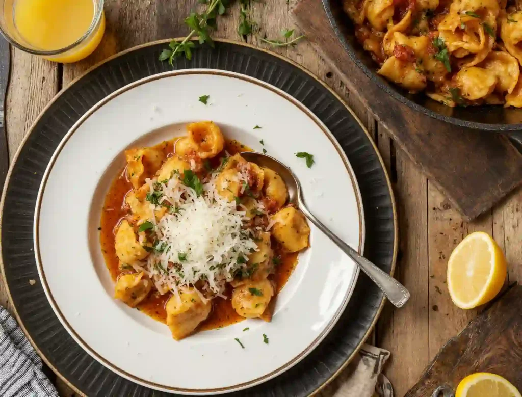 Served bowl of Blackstone tortellini