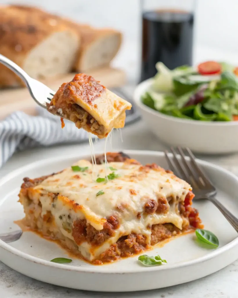 Slice of San Giorgio lasagna recipe served on plate