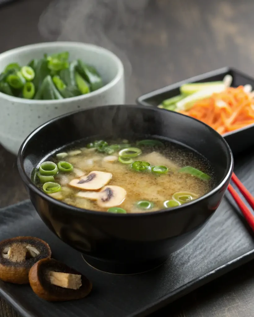 miso soup served with garnish