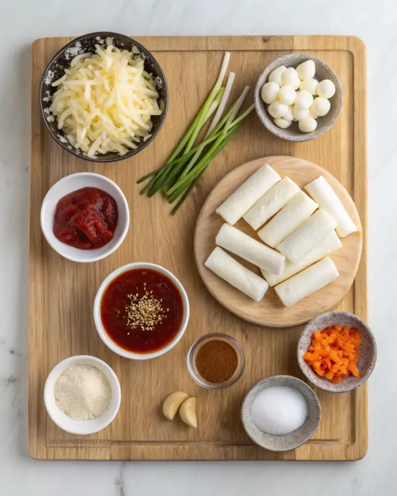 Yopokki recipe ingredients flat lay