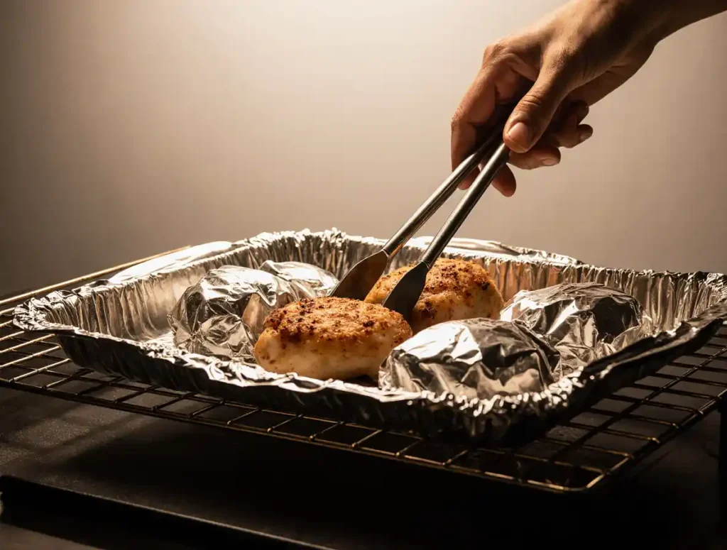 Chicken foil packets going into the oven