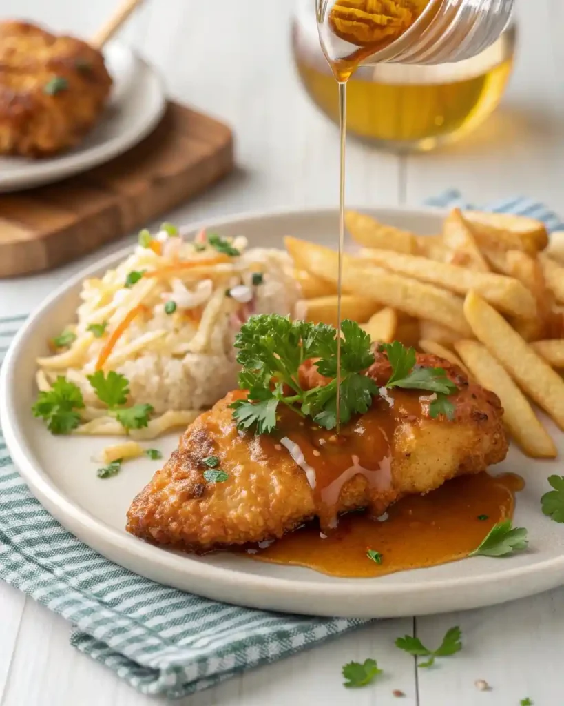 Serving Chester’s Chicken Honey Chicken with sides