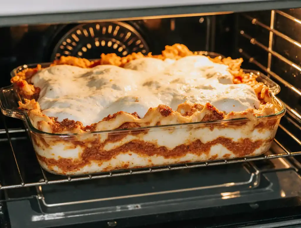 Baking San Giorgio lasagna in the oven