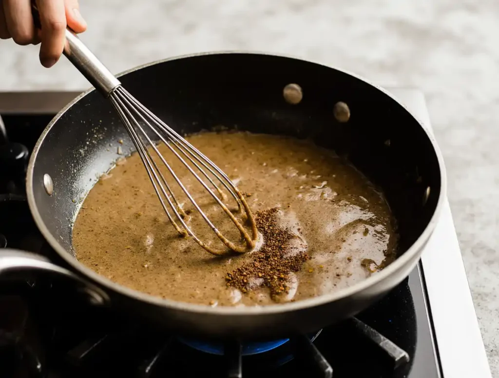 Making roux for Popeyes gravy recipe
