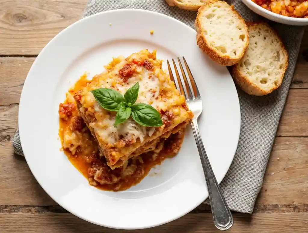 Slice of San Giorgio lasagna recipe on plate