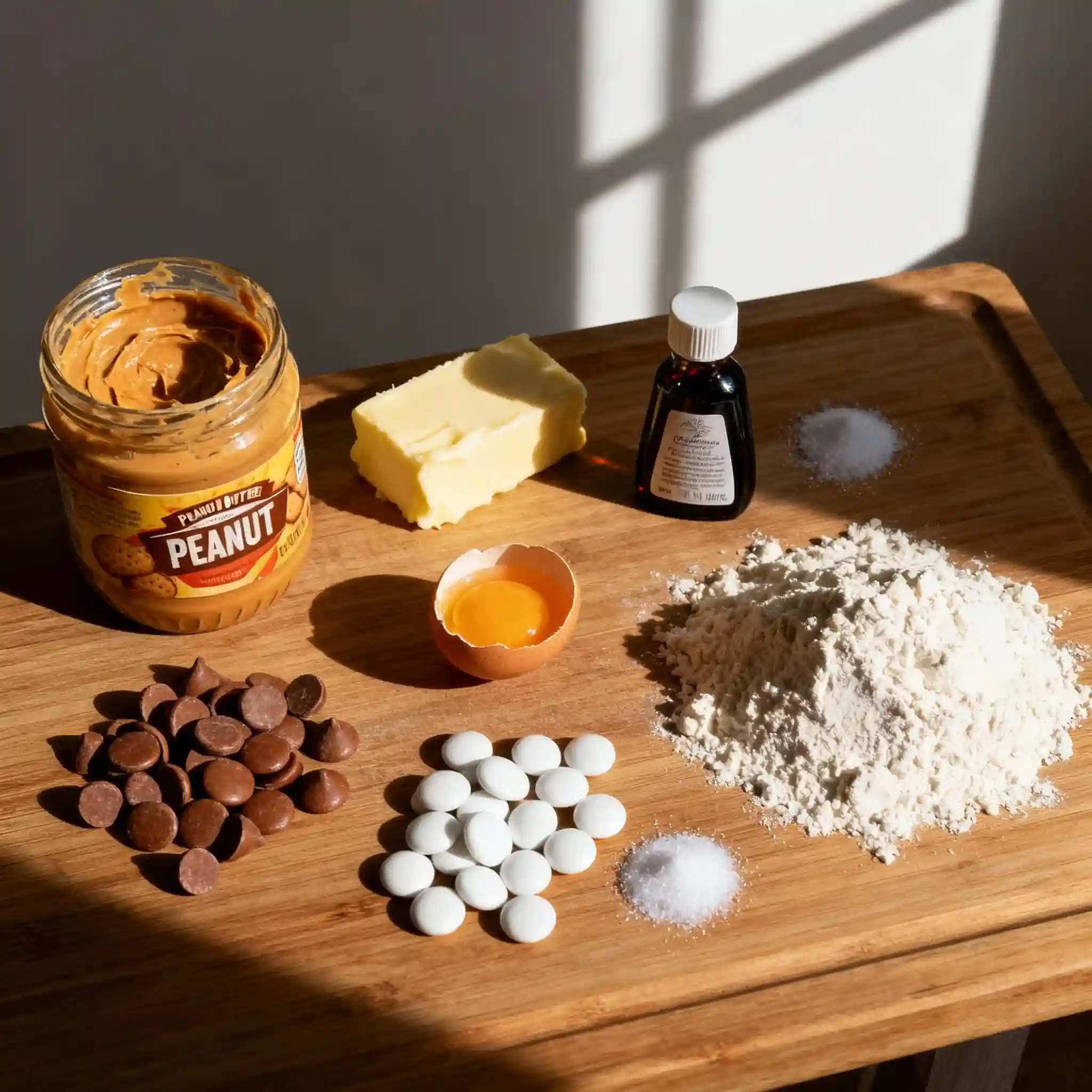 Peanut Butter Cookie Ingredients Flat Lay Best Peanut Butter Cookies Recipe Ingredients