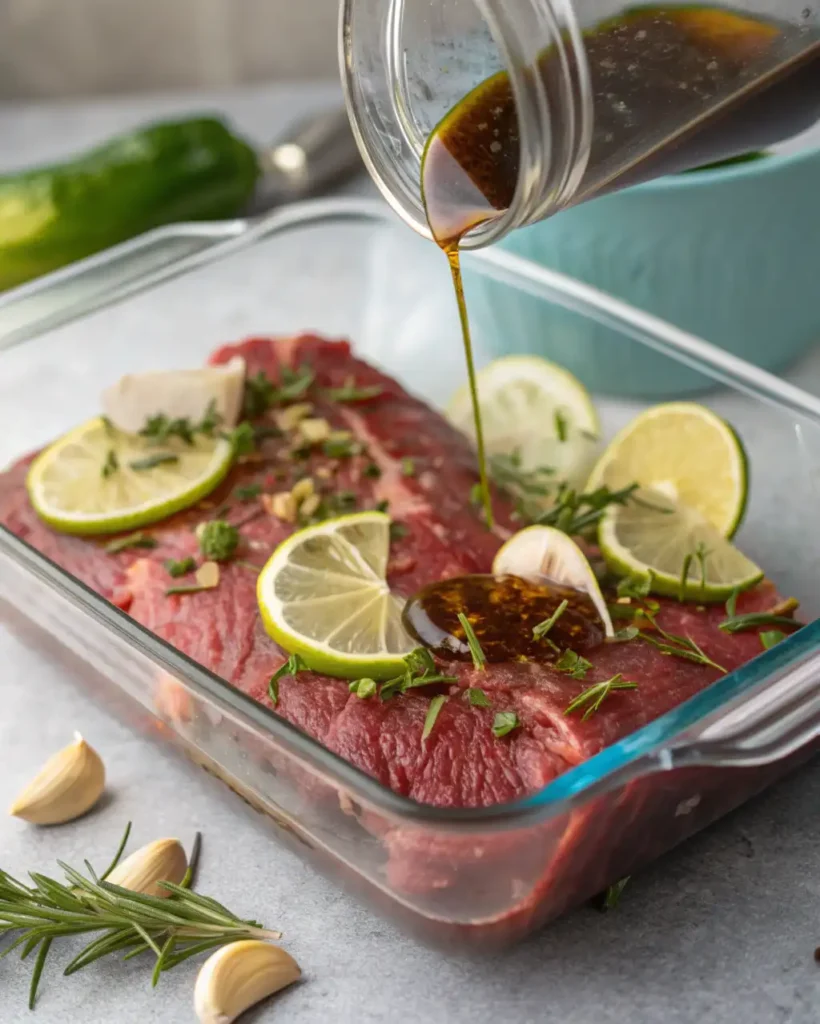Marinating Beef for Carne Asada Crockpot Recipe