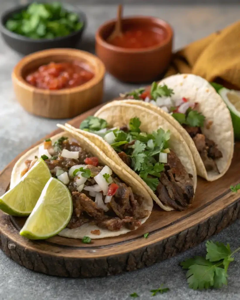 Carne Asada Crockpot Tacos Served
